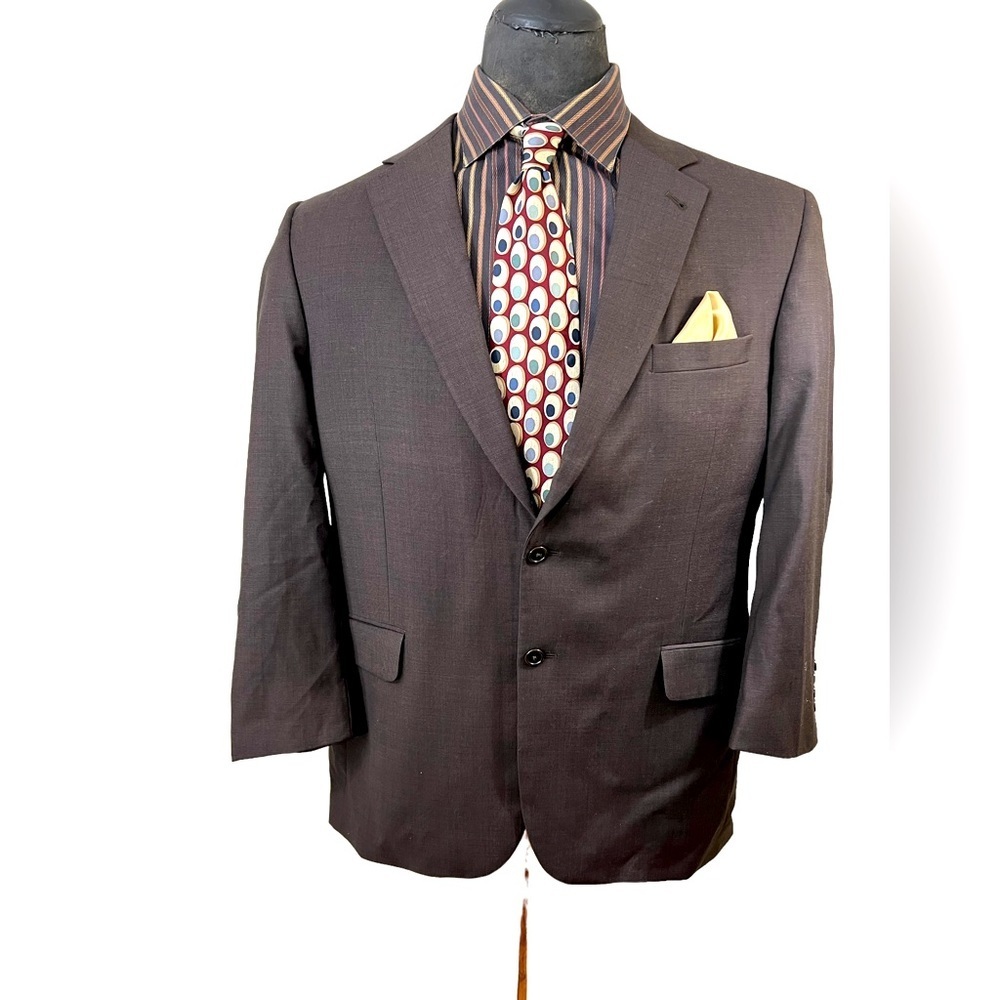 Jos A Bank mens 100% Wool Blazer Eggplant color size 43R☑️VEN02